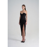 فستان كورسيه شبكي، اسود، مقاس L - 2 miniature