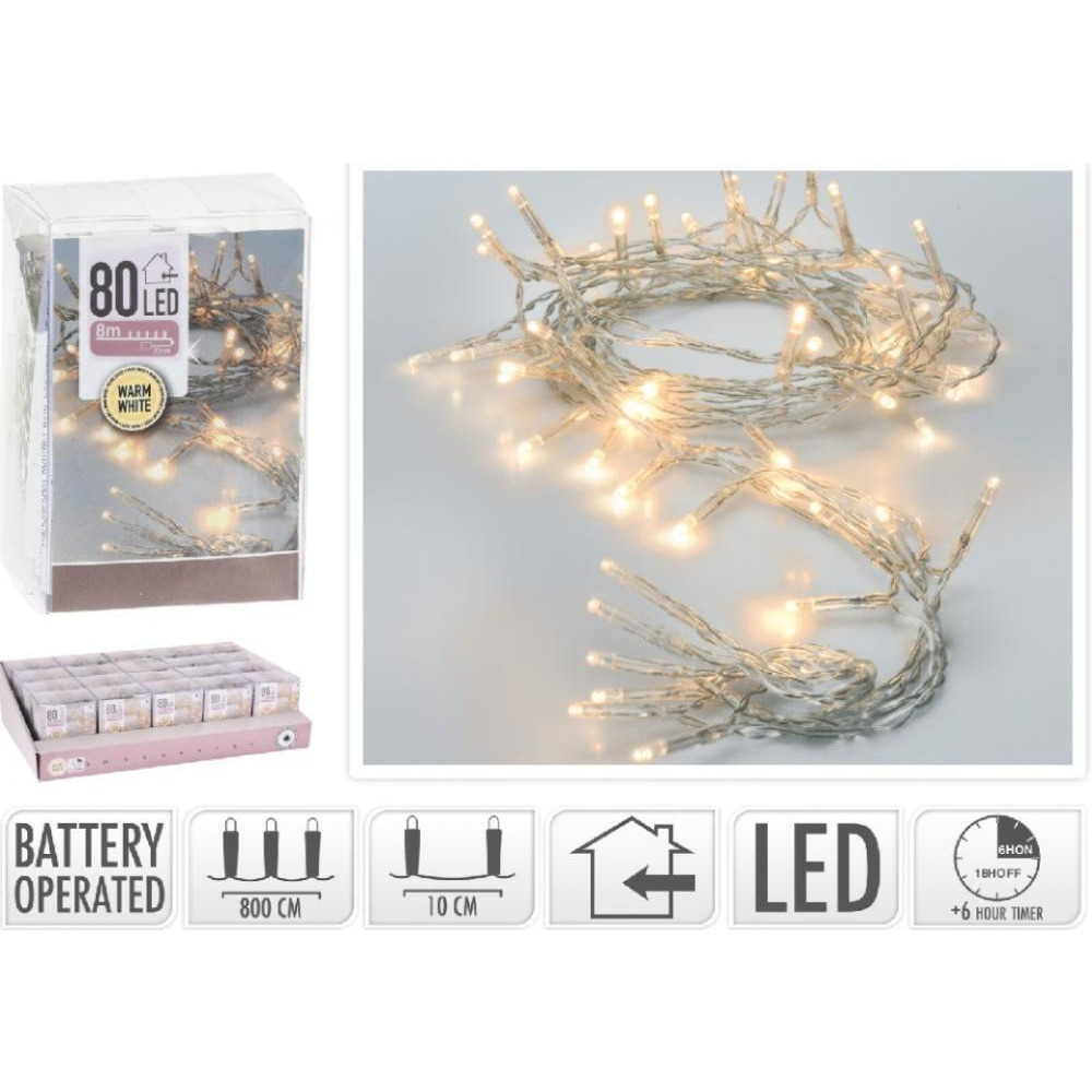 Koopman LED Lights 80 Pieces Battery Operated with Timer Warm White - 1