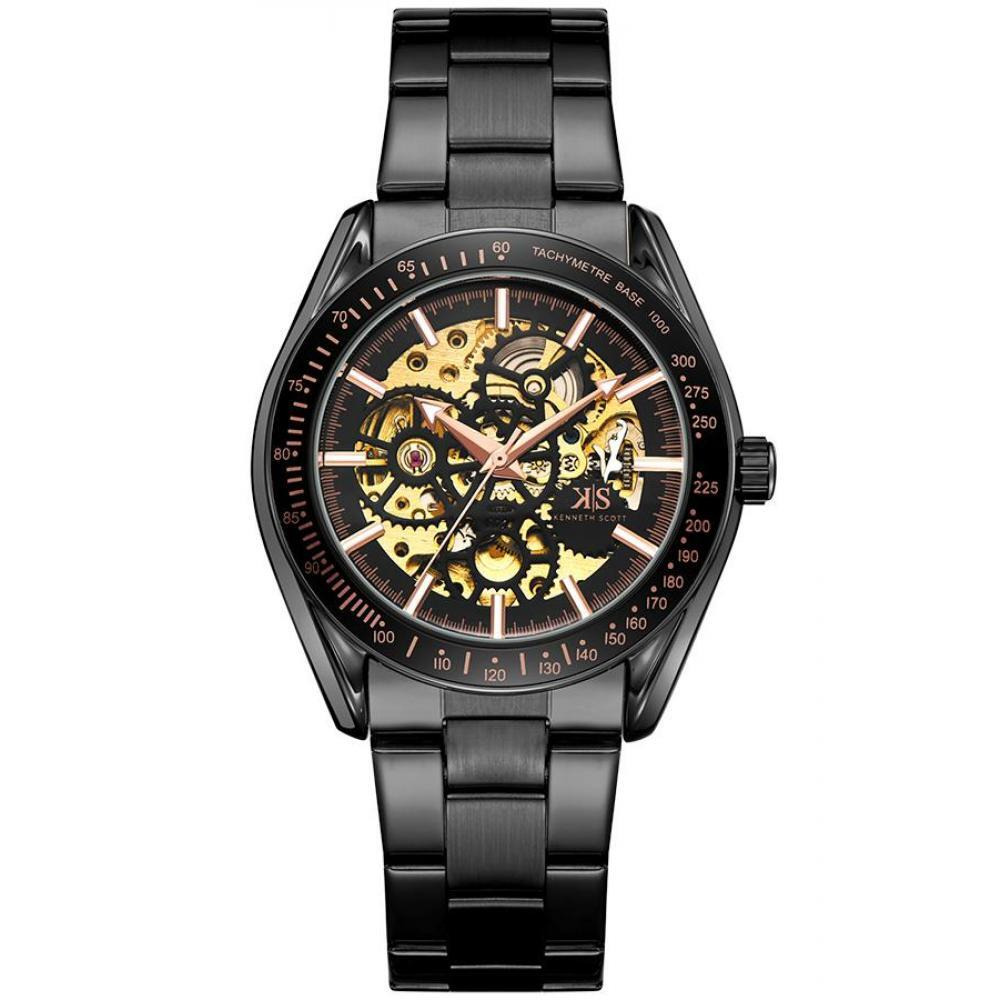 Kenneth Scott Men's Black Dial Mechanical Watch - K22312-BBBB - 1