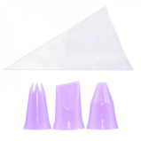 Fissman 50-Piece Dispossable Pipping Bags With 3 Tips Couplers Purple 35cm - 1 miniature