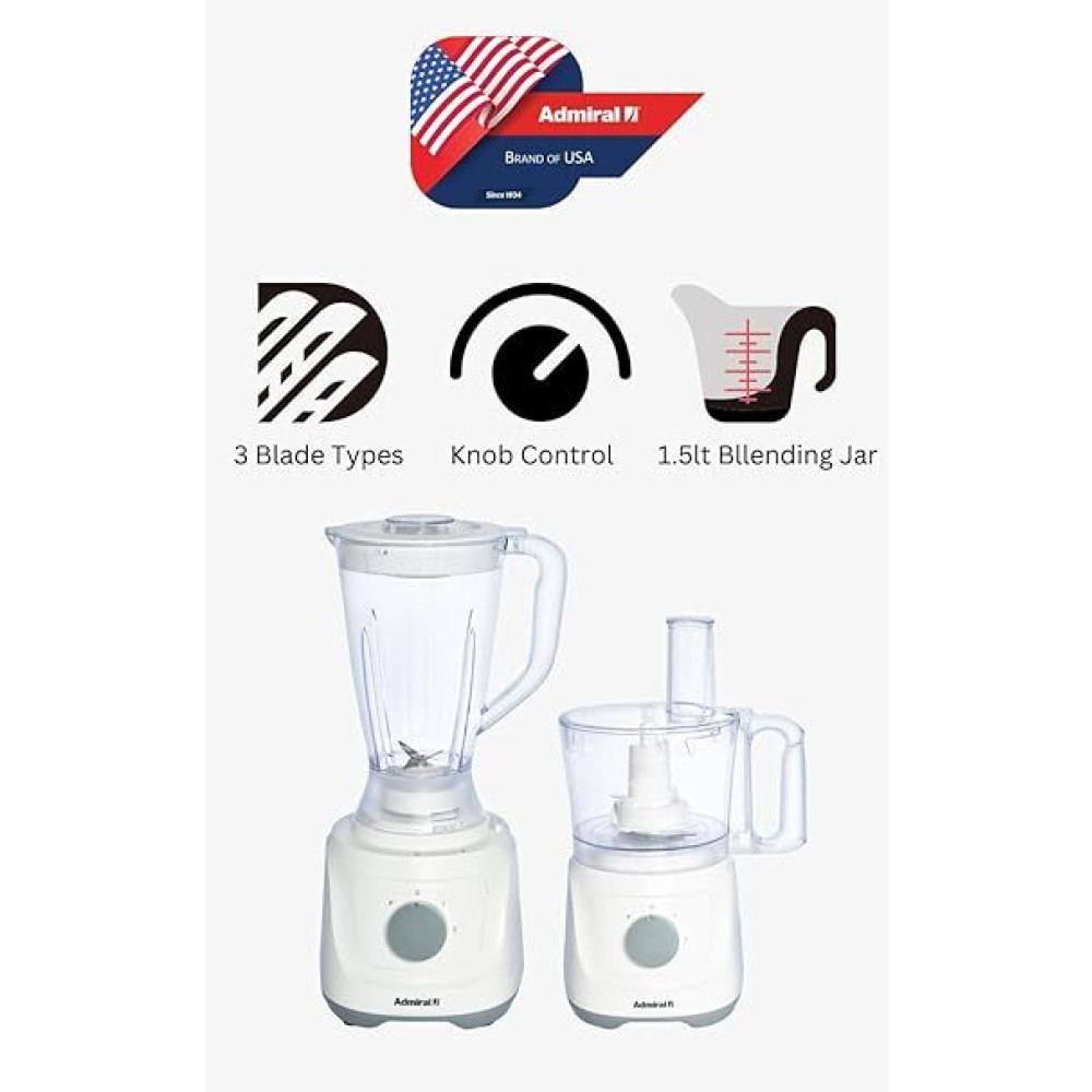 Admiral Multi -Function Food Processor with Shredding, Slicing, Kneading, Whisk Plate, Juicer \& Blender 220-240V, 50\/60Hz, 800W, ADFP9081, 1 Year Wa - 7