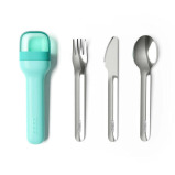 Zoku Pocket Neatly Nesting Set of 3 Utensils has a Spoon, Fork and Knife, Peach - 8 miniature