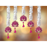 JH Gallery Lotus Hangings للديكور الزهور الجدارية المعلقة لديكور المعبد، Mandir DECOR Diwali Decor، عناصر تزيين Pooja (حزمة من 5) - 1 miniature