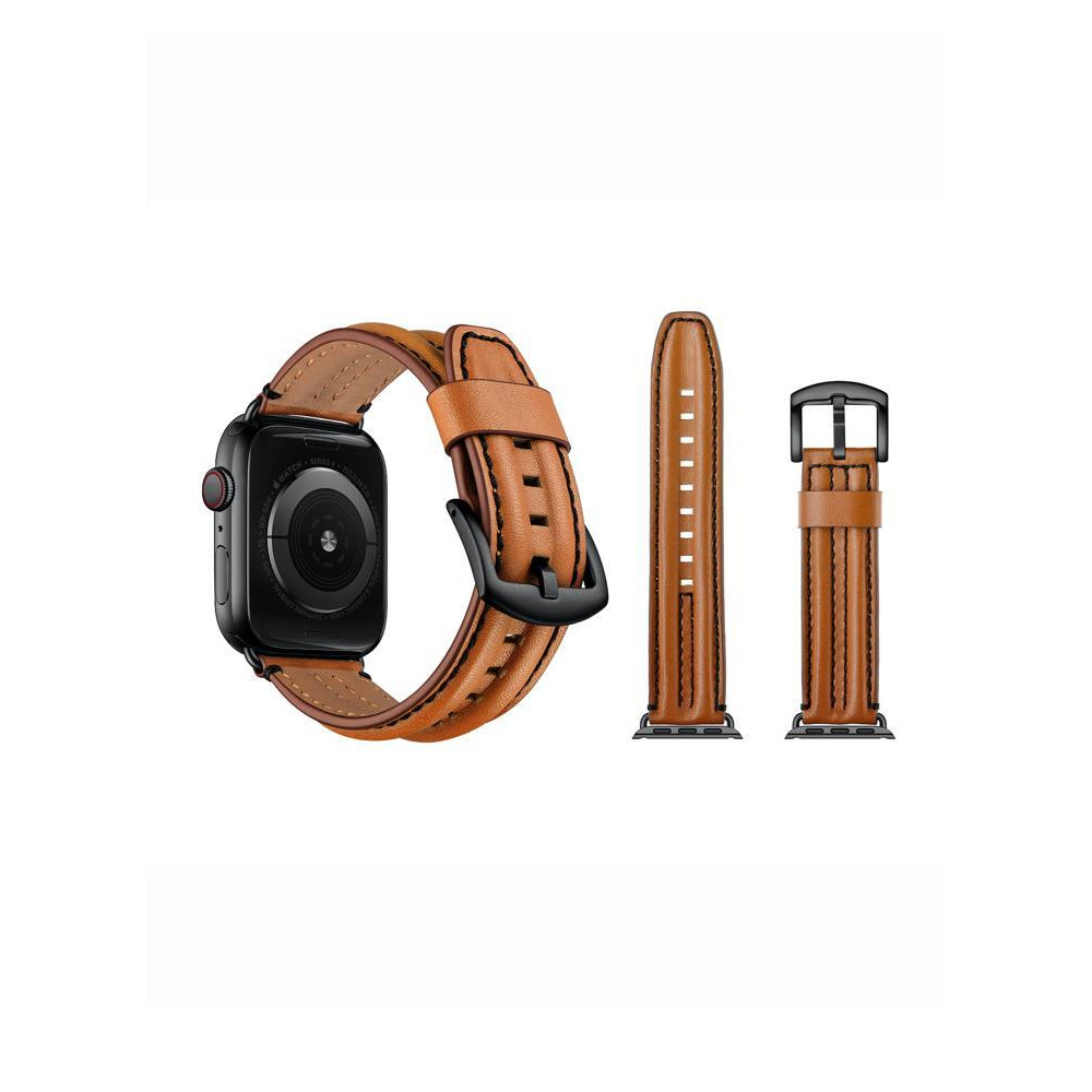 Perfii Humped Leather Replacement Band For Apple Watch 49/45/44/42mm Series Ultra/8/7/6/5/4/SE - 2