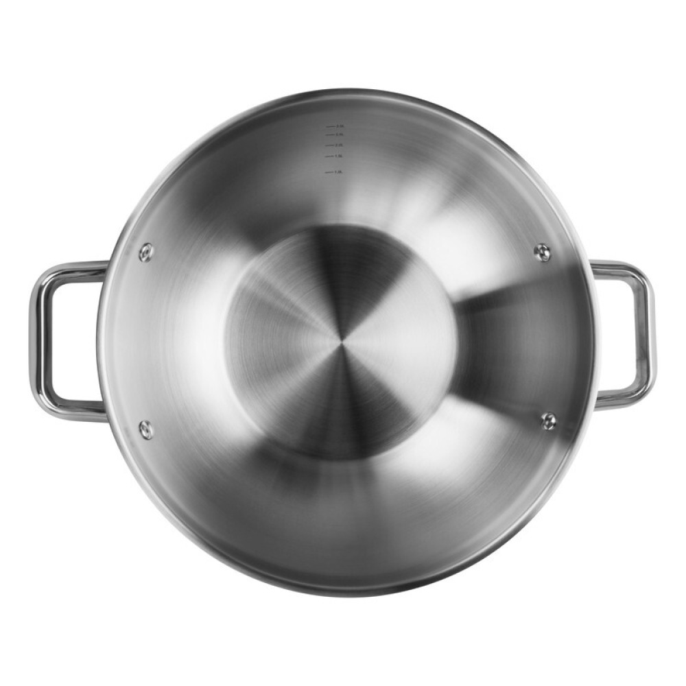 Fissman Wok Vero 32cm/5LTR With Glass Lid Stainless Steel - 5