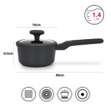 Fissman Saucepan Titanium Pro 16cm/1.4LTR With Glass Lidwith Cast Aluminum and Non- Stick Coating - 2 miniature