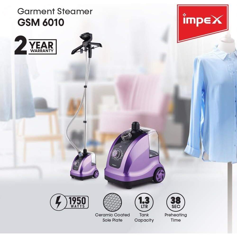 Garment Steamer Impex GSM-6010 1.5 Litre with Temperature Control System, 1950W - 4
