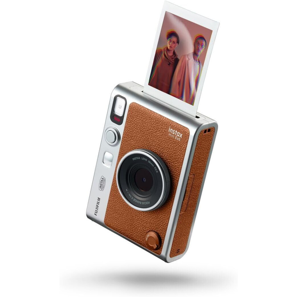 Fujifilm Instax Mini EVO Brown Instant Camera Bundle with 2X Mini Twin Pack Instant Film - 3