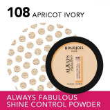 Bourjois / Powder, Always fabulous, Matte, Shine control, Anti-brillance, 108 Apricot ivory, 0.3 oz (10 g) - 2 miniature