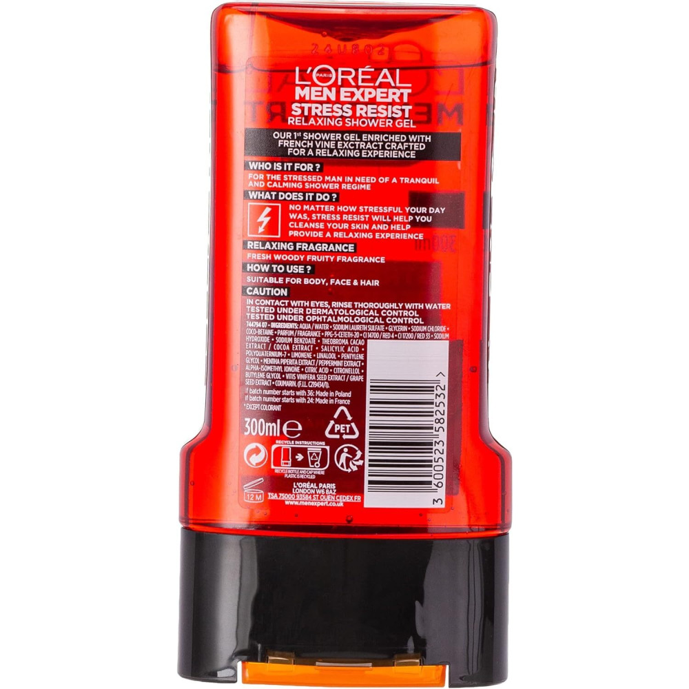 L'Oreal Men Shower Gel Stress Resist, 300 ml - 2