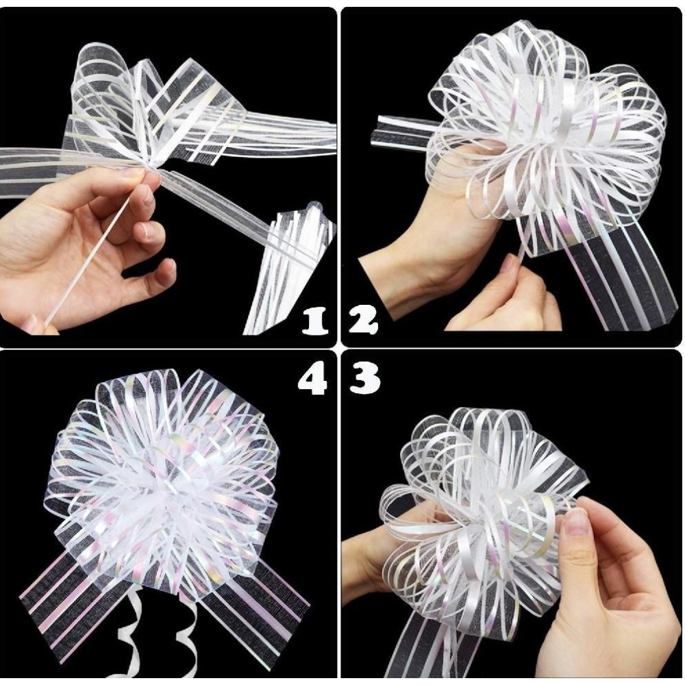 Оберните \& Сверните 5-ДЮЙМОВЫЙ бант Из Органзы С Лентой 15 ММ X 1,27 Метра, серебристый - 4