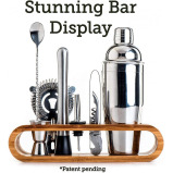 SOING / Bartender kit, 11-piece bar tool set with stylish bamboo stand, Silver - 3 miniature