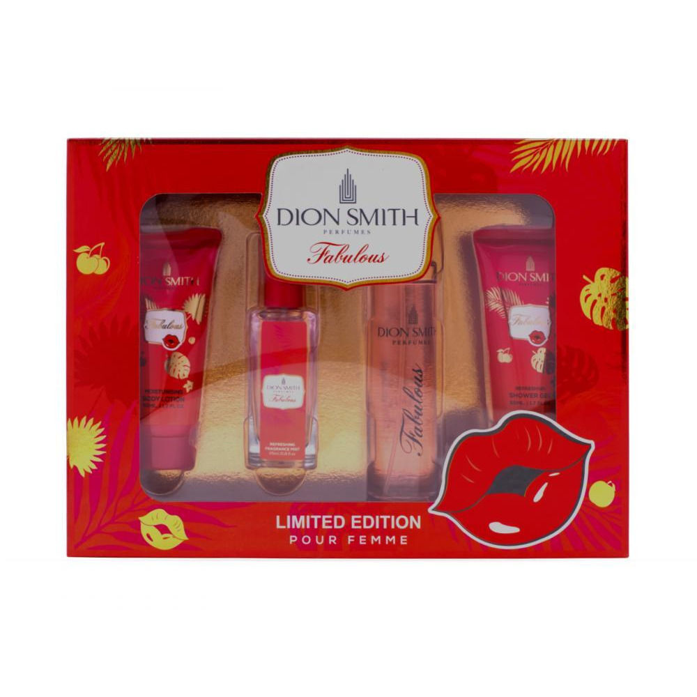 Dion Smith Fabulous Limited Edition Perfume Gift Set for Women 50ml + Body Mist 25ml + Body Lotion 50ml + Shower Gel 50ml (Pack of 4) - 1