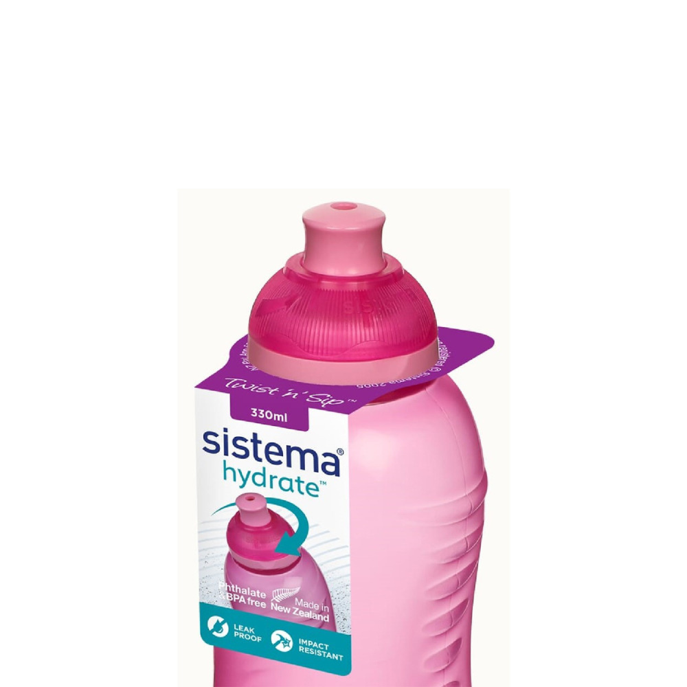Sistema 330ml Squeeze Bottle (Pink): Gym & Fitness Bottle and ideal for school-going active kids Leakproof & BPA-Free Hydration - Safe & Reusable - 3