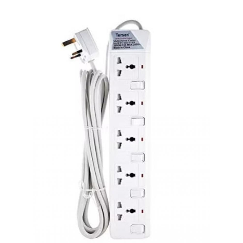 Tersen / Power strip, 5-Way, White, 5 m - 1