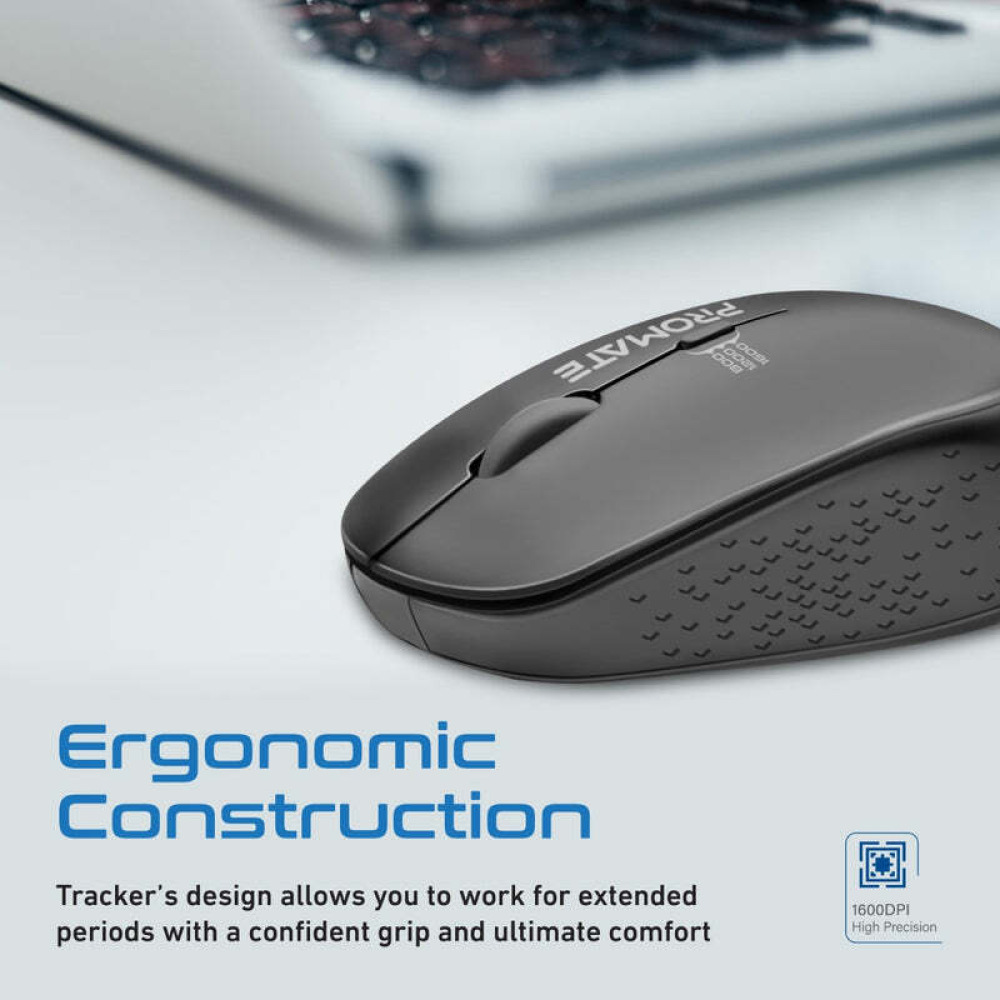 Promate Tracker 1600DPI MaxComfort® Ergonomic Wireless Mouse - 3