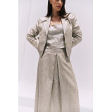 تنورة على شكل حرف A من الكتان، بيج لامع (XS) - 2 miniature