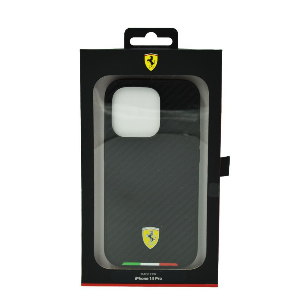Ferrari Hc Pu Carbon Effect Case With Italian Flag Line For Iphone 14 Pro Black - 4