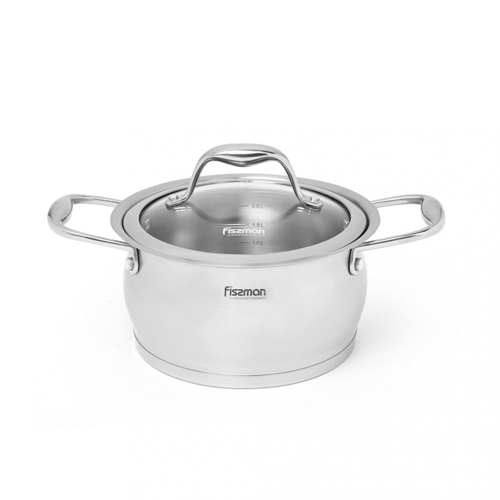 Fissman Casserole with Glass Lid Silver 18x10cm\/2.7LTR Stainless Steel - 1