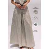 تنورة على شكل حرف A من الكتان، بيج لامع (XS) - 5 miniature