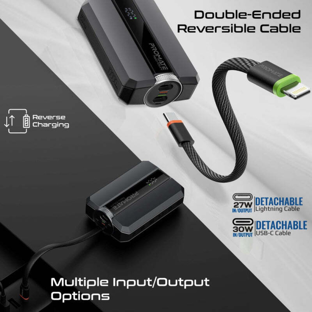 باور بانك بروميت فائق الصغر 30 واط بتقنية PD مع منافذ USB-C / Lightning وكابل ثنائي الاتجاه - 5