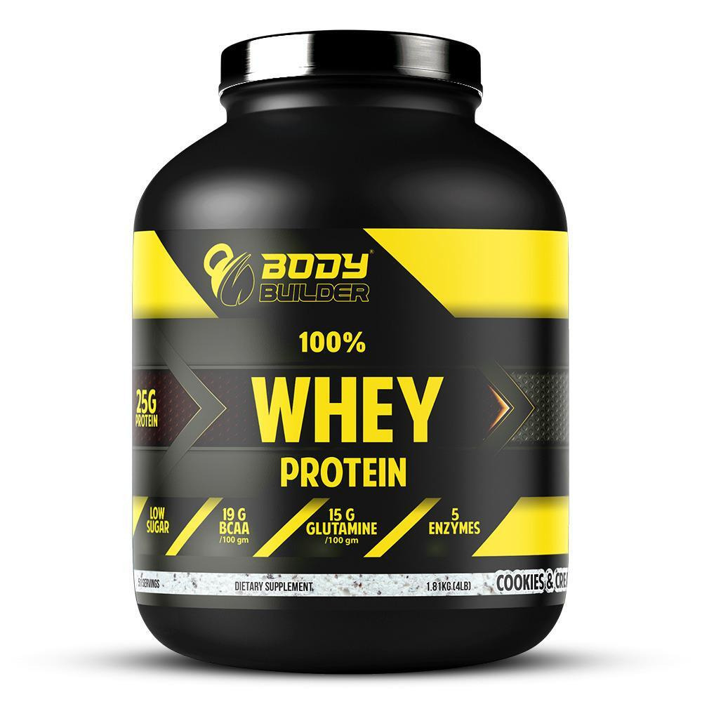 Body Builder 100% Whey Protein, Cookies and Cream, 4 LB - 1