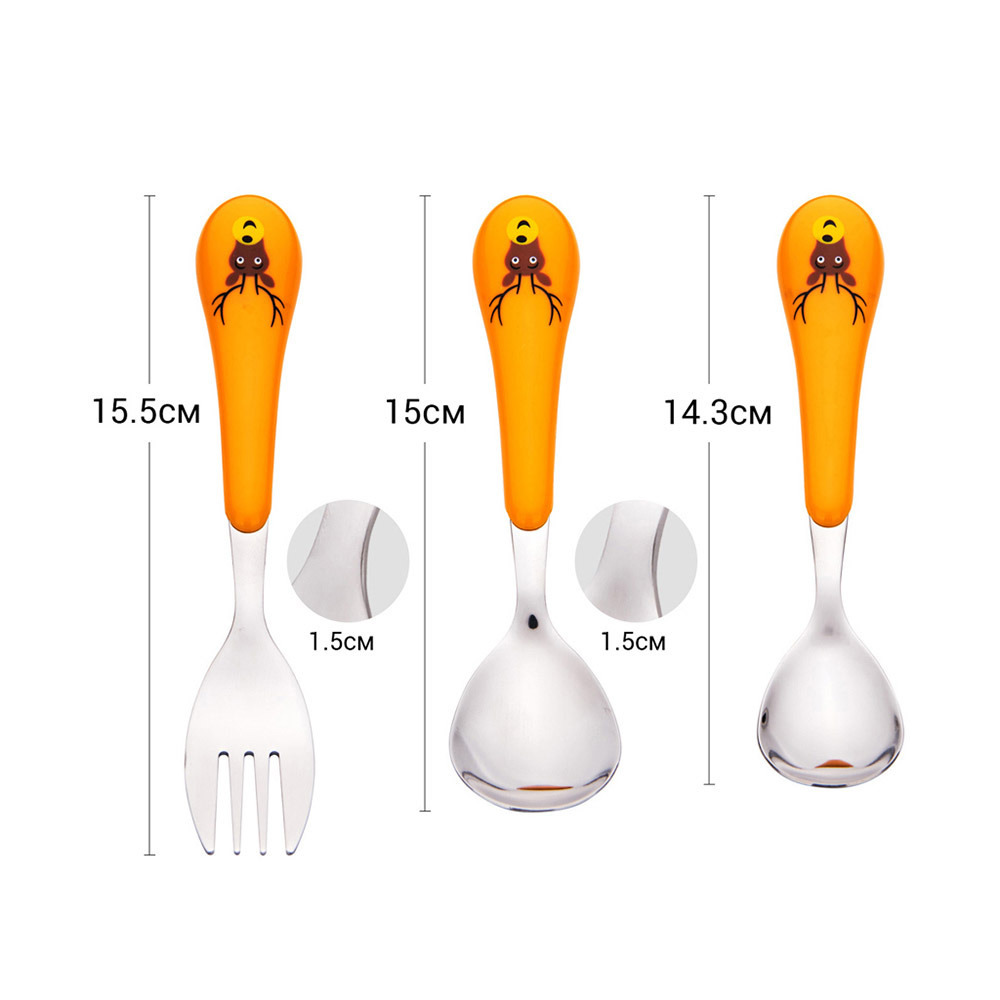 Fissman 3-Piece Stainless Steel Deer Shape Cutlery Set Orange\/Silver 15.5cm - 3