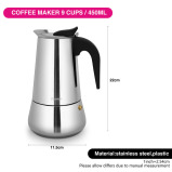 Fissman Stovetop Espresso Maker 450ml For 9 Cups Stainless Steel - 2 miniature