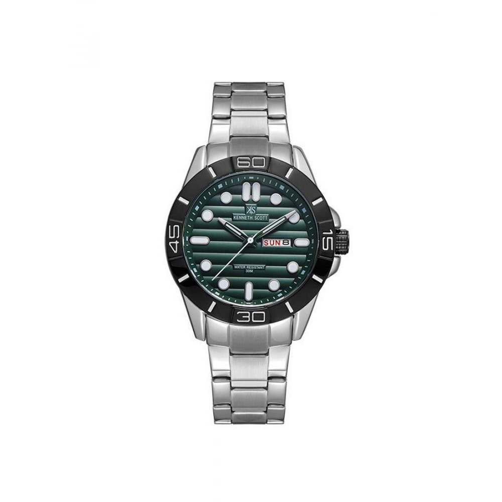 Kenneth Scott Men's Analog Green Dial Watch - K22043-SBSH - 1
