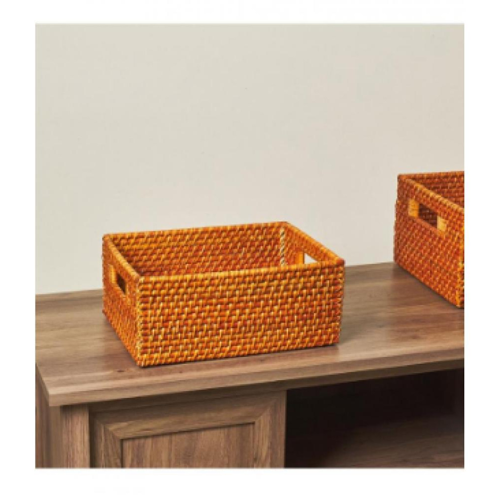 Homesmiths Copper Rattan Storage Bins With Handles Medium - 2