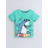 Victor and Jane Infant 2PC Set, Green T-Shirt with Cute Shark And Blue Shorts 3-6M - 2 miniature