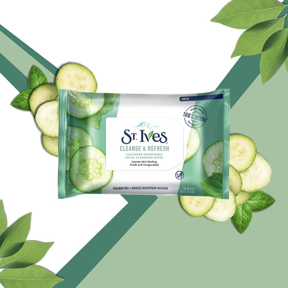 St. Ives, Cucumber Refreshing Facial Cleansing Wipes, 25 Wipes - 3