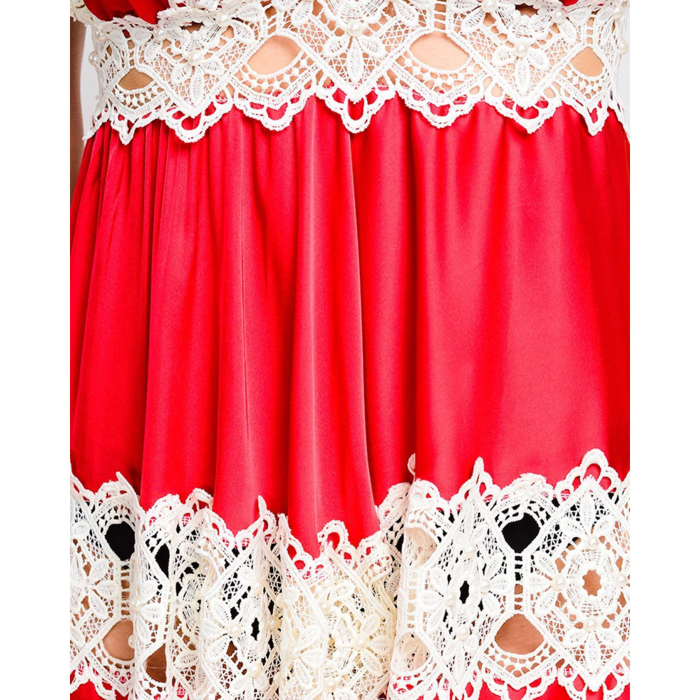 ثوب نوم مخفي الجمال، ملابس داخلية DIVINE DECADENCE، رقبة على شكل حرف V، أحمر، مقاس واحد - 6