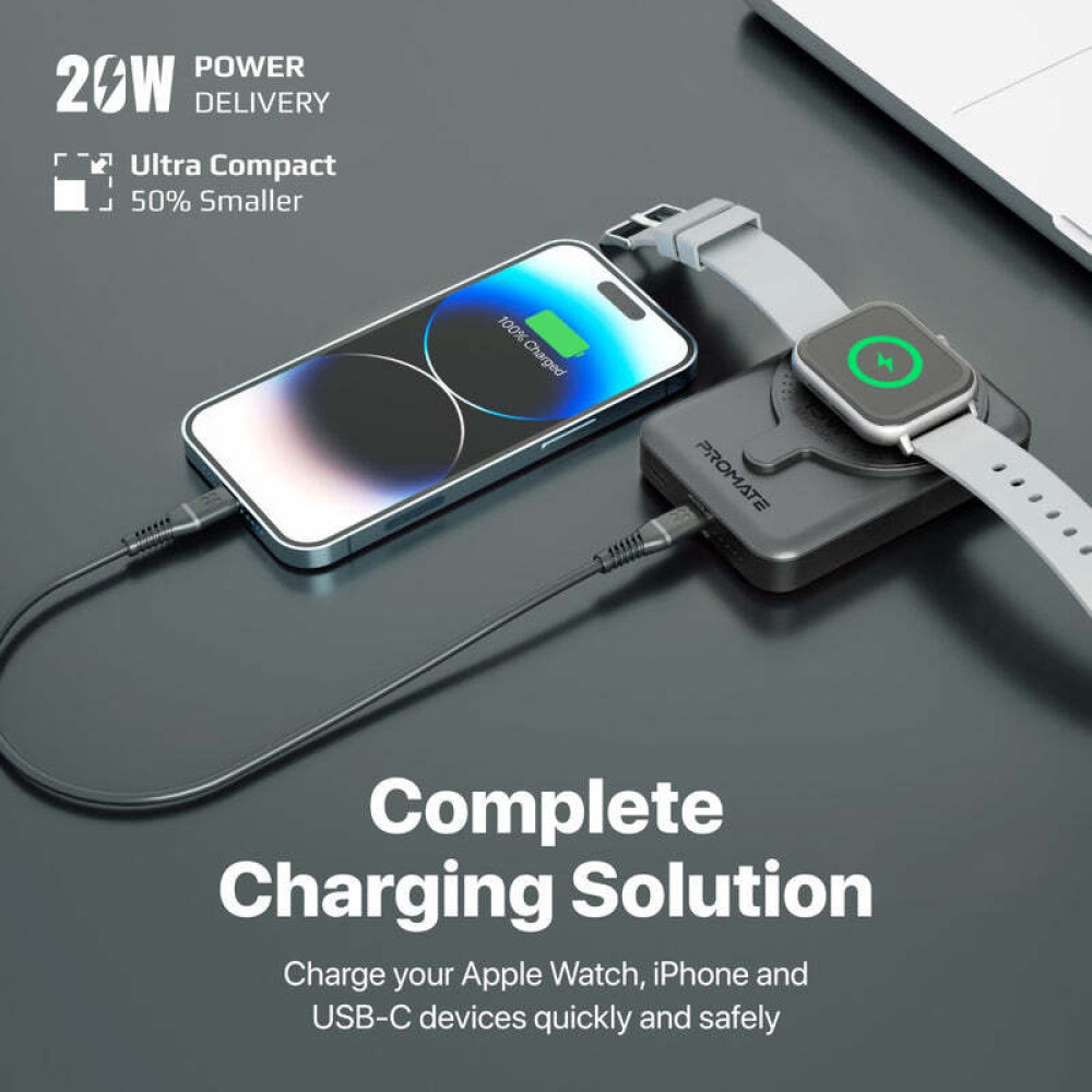 Promate PowerMag-Duo SuperCharge MagSafe & Apple Watch Wireless Charging Power Bank - 3
