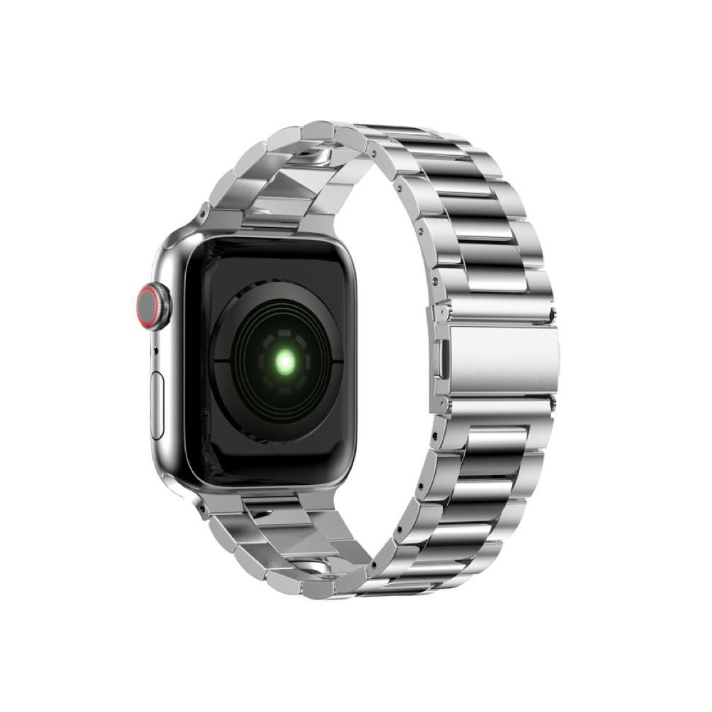 Perfii Stainless Steel Classic Triple Link Replacement Band for Apple Watch 41, 40, 38 mm Series 8/7/6/SE/5/4/3 - 2