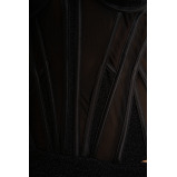 فستان كورسيه شبكي، اسود، مقاس L - 4 miniature