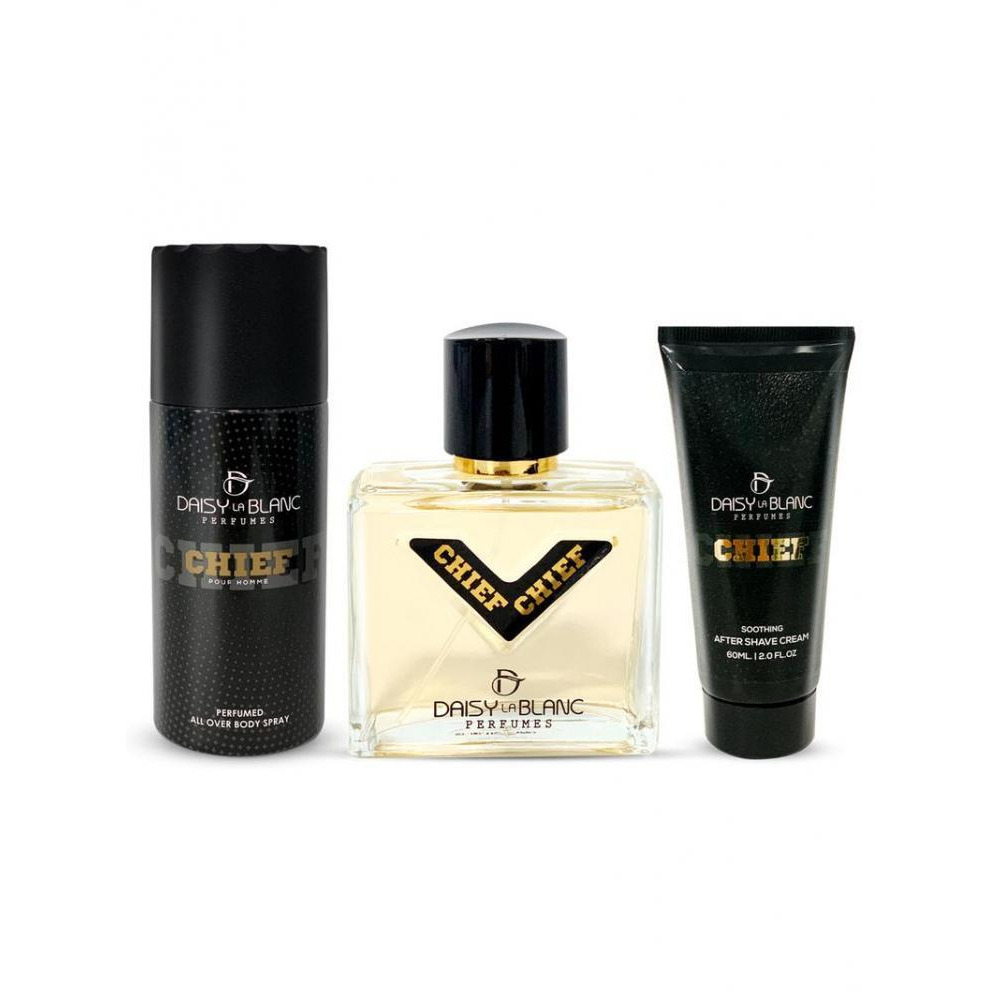 Daisy La Blanc Chief Limited Edition Pour Homme Perfume Gift Set For Men EDP 80 ML + Body Spray 150 ML + After Shave Cream 60 ML - 1