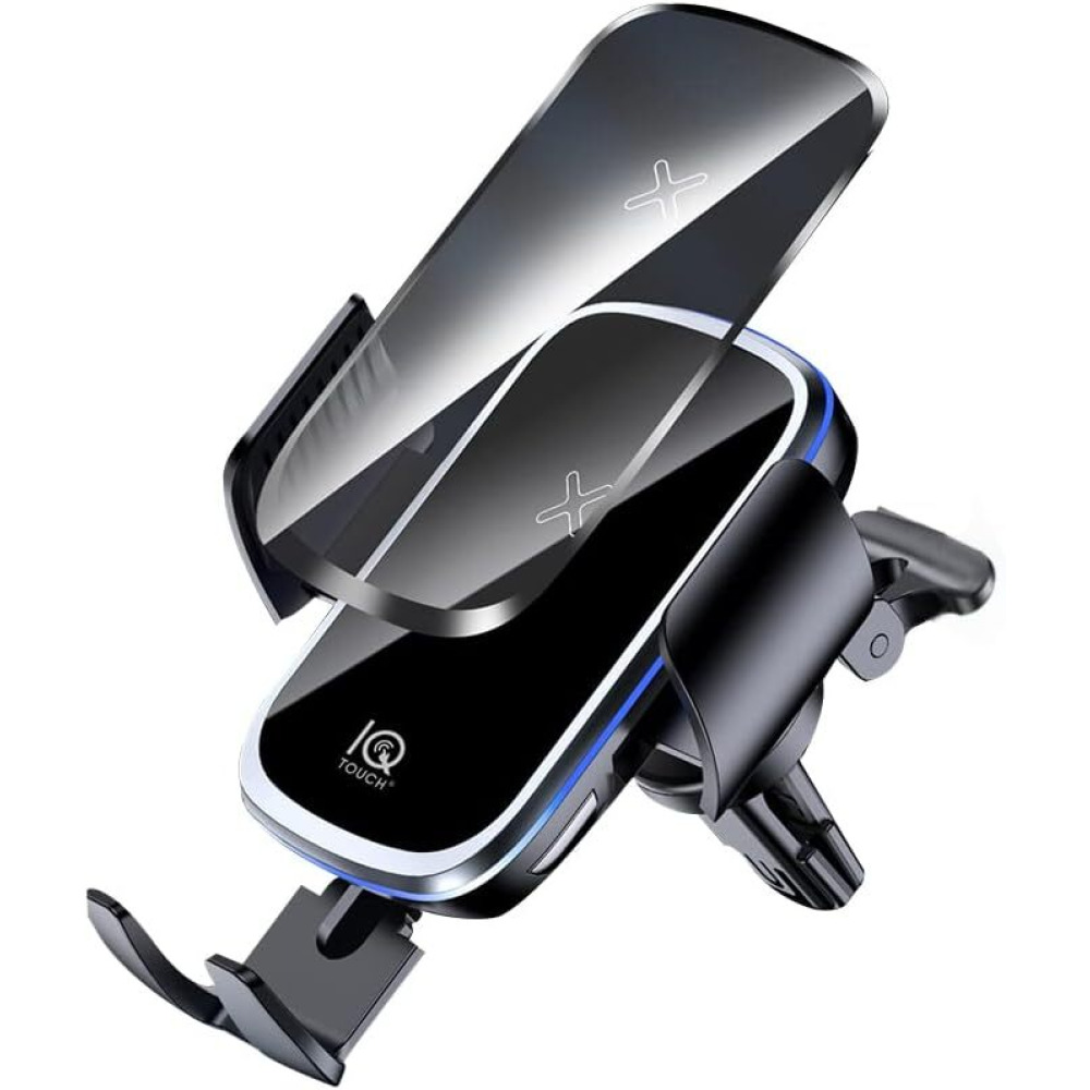 IQ TOUCH iCHARGE-RANGER Car Holder With Wireless Charger 15W Intelligent Automatic Sensor, Black - 1