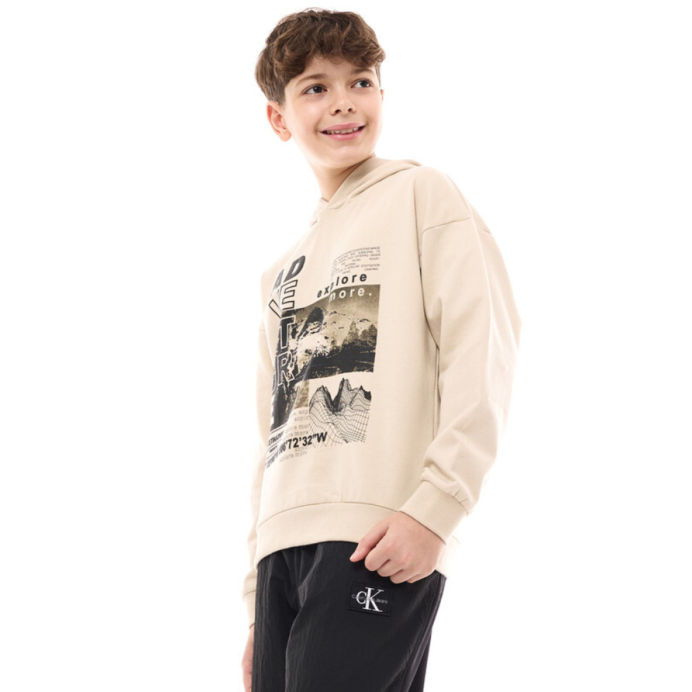 Boys' Hoodie Beige 9-10 YRS - 2