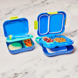 Zoku Neat Bento Junior food container has one Modular Container with Lid and kid friendly latch for ease of use, Blue - 4 miniature