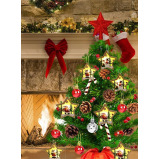 Set of 3 Wooden Star Christmas Tree Hanging Pendants with Lights Santa Claus, Deer, and Snowman Designs for New Years Party and Fireplace Decoration - 5 miniature