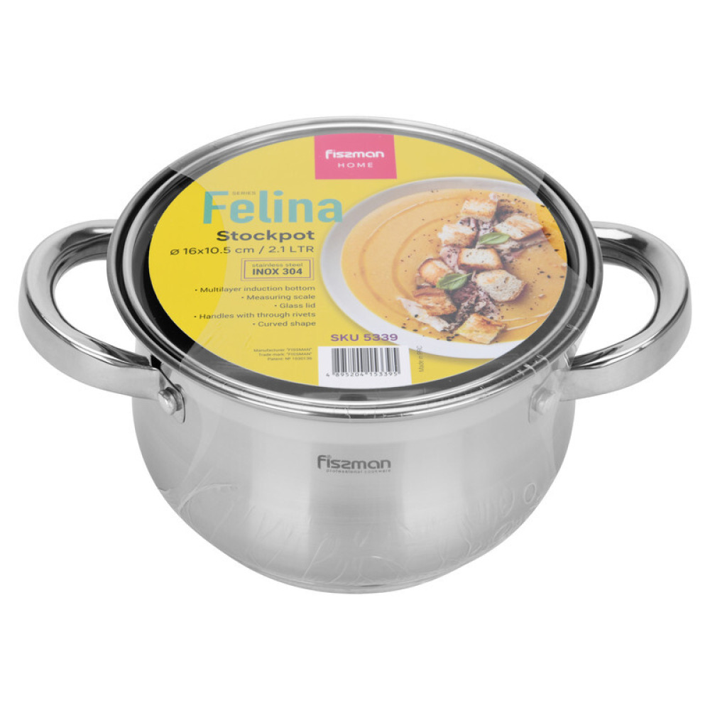 Fissman Stockpot Felina 18cm/2.9LTR With Glass Lid Stainless Steel - 6