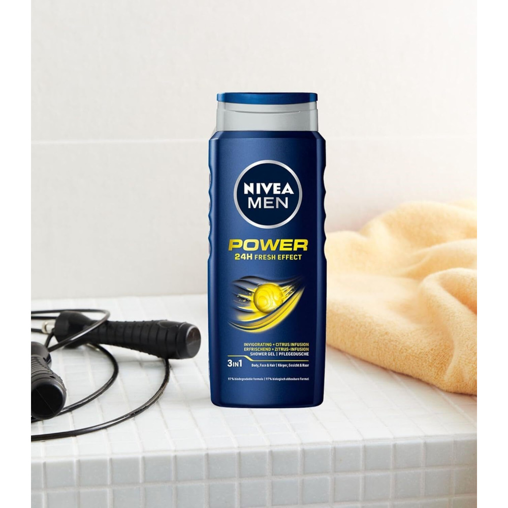 Nivea Men, Shower Gel for Body Power, Face & Hair, 500 ml - 5