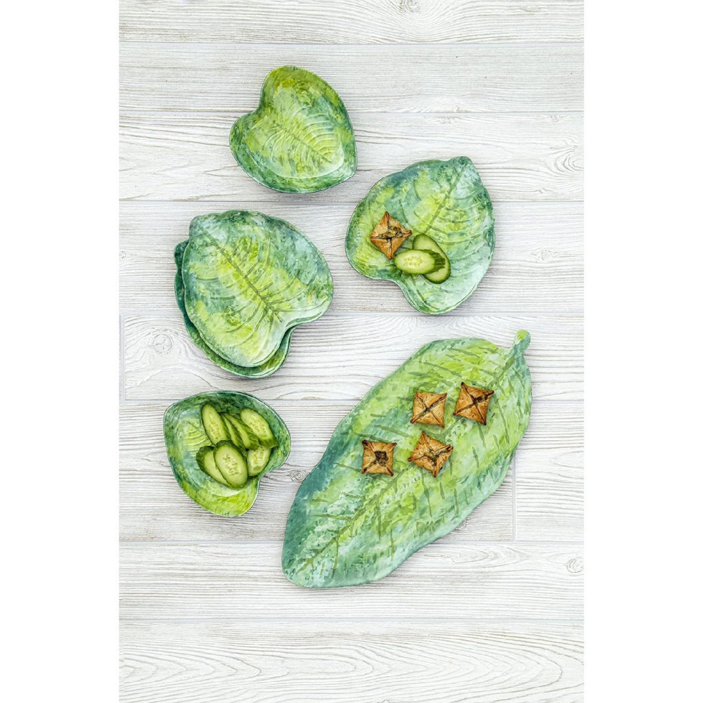 وعاء صغير من الخيزران الأخضر على شكل أوراق استوائية من تارهونج باليرمو، مزيج مواد دمج خاص (مسحوق الخيزران والميلامين)، مقاوم للكسر، داخلي/خارجي - 3