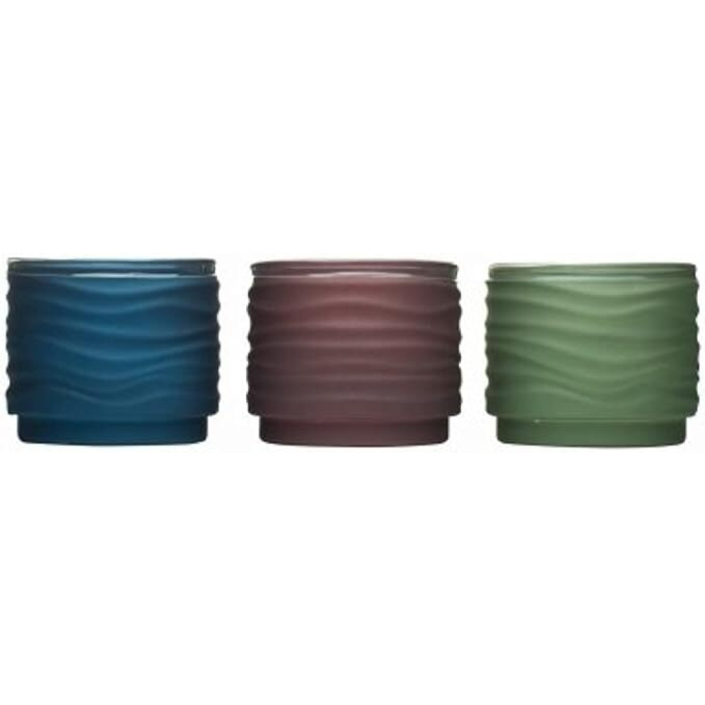 Tiki Lavish Woodland Frosted Votive Glass Candle 3-Piece, 9 Oz - 1