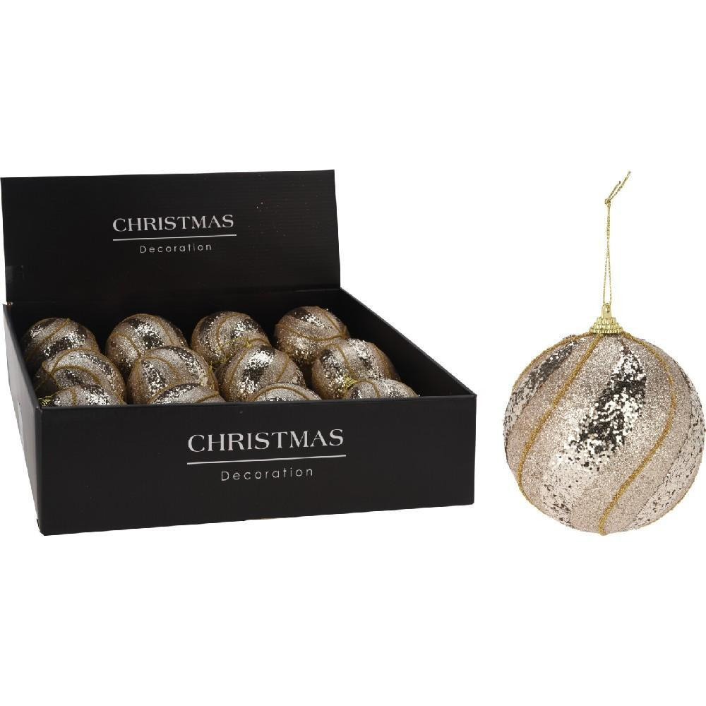 Koopman Xmas Ball Swirl Deco 10 см Шампанское - 1