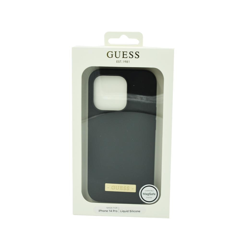 Жесткий Чехол Guess Magsafe С Жидким Силиконовым Логотипом Для IPHONE 14 Pro Plate Black - 4