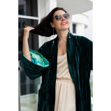 Asian Spirit, Deep Turquoise Velvet Abaya Jacket, Free size (XS-XL) - 7 miniature