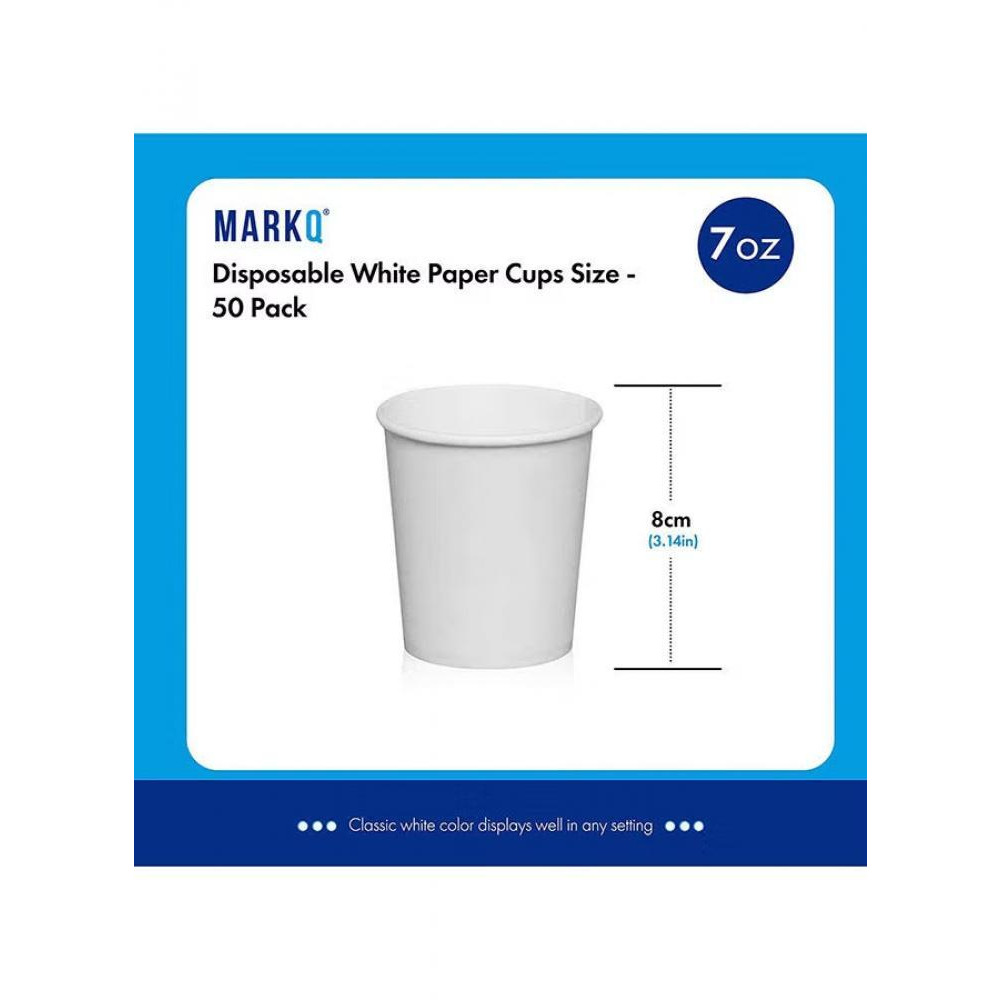 MARKQ / Disposable white paper cups, 210 ml, 8 cm, 50 cups - 5