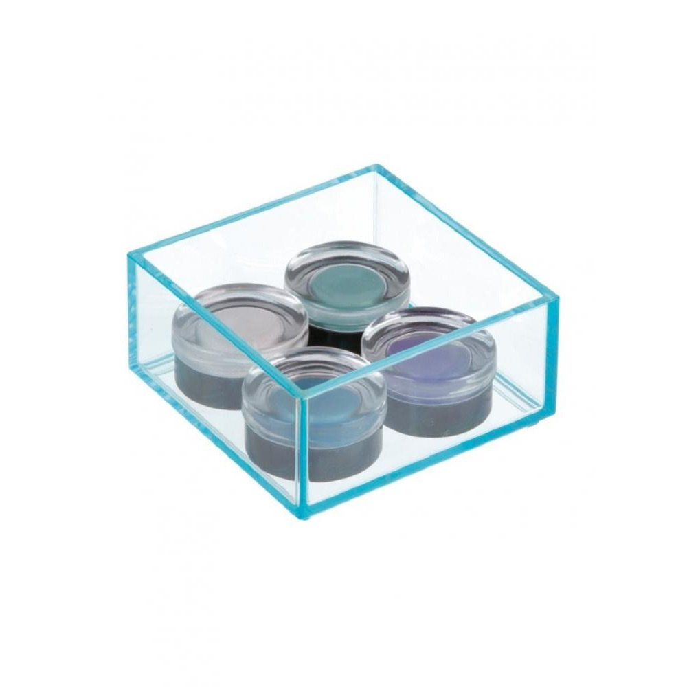 إنتر ديزاين منظم أدراج صغير الحجم مع حافة متوهجة 4.01 × 4.01 × 2 بوصة فيروزي - 4